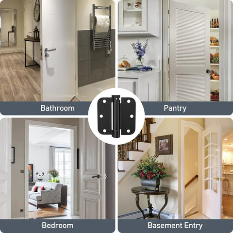 Four room entrance views showcasing Self Closing Door Hinges Three Point Five Inch With Five Eighths Radius Corners Spring Hinges Adjustable Tension For Garage Front Door Left Or Right Hand UL Listed Matte Black Two Pack