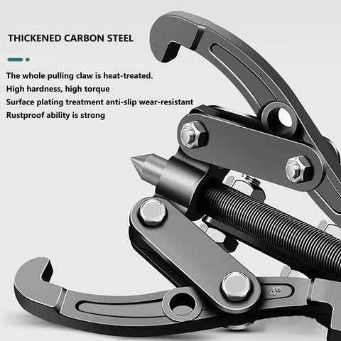 8 Ton Heavy Duty Bearing Puller Hub Separator Tool with thickened carbon steel, showcasing heat-treated claws and non-slip design for gears.