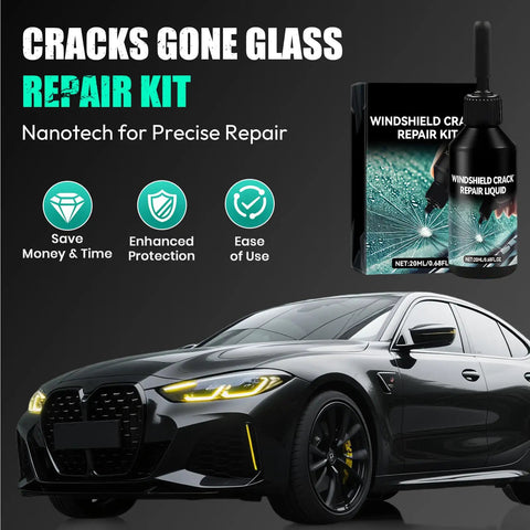 DIY Windshield Chip And Crack Repair Kit With 2026 Upgrade Resin Liquid for auto glass fix, bottle and packaging shown.