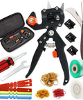Garden grafting tool kit with 2-in-1 pruning/grafting tool, replacement blades, tapes, rubber bands, labels and case