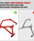 Red 51 Inch Timberjack Adjustable Log Lifter And Heavy Duty Steel Log Roller Cant Hook Tool showing stable triangular support.