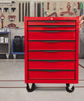 Premium 7 Drawer Rolling Tool Chest With Slick Ball Bearing Slides And Locking Caster Wheels, Beefy Carbon Steel mechanics cabinet.