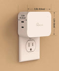 Dimmable Smart Plug 2 Pack With Sunrise And Sunset Simulation plugged into wall outlet showing dimensions