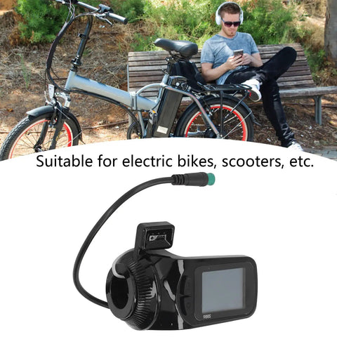 Dope Electric Bike LCD Display Meter Kit For Scooters And E Bikes High Power Readout with man on bike and kit detail