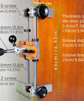 Wood Door Lock Mortiser Kit With Aluminum Frame Manual Mortising Jig And Tools Twin Screw Clamp Design installed on door