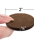 Heavy-Duty Round Felt Furniture Pads 2 Inch Thick One Quarter Inch Protectors For Furniture Feet, brown felt pad in hand