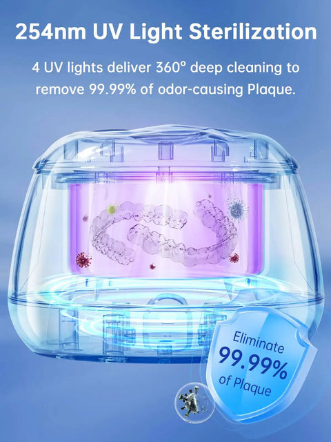 Pro Grade Ultrasonic Retainer Cleaner Machine With 45kHz Power For Night Guards Braces Aligners Toothbrushes And Jewelry 200ml Capacity