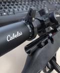 Carbon Fiber Scope Throw Lever For 3 9x40 Scopes attached to rifle, black finish, detail view, Ultra Lightweight