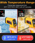 Rechargeable Infrared Thermometer Gun With Non Contact Laser Targeting measuring water and oil temperature range -58F to 1472F
