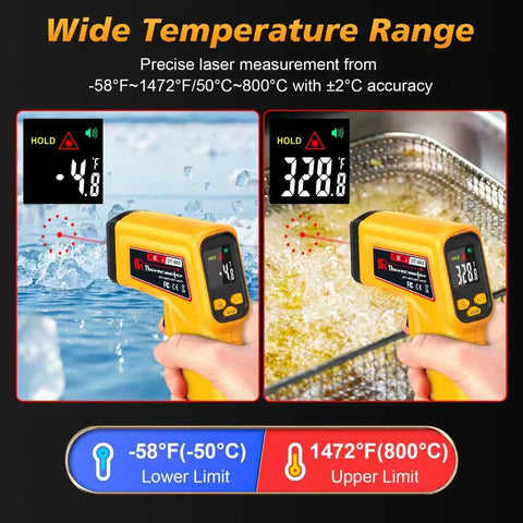 Rechargeable Infrared Thermometer Gun With Non Contact Laser Targeting measuring water and oil temperature range -58F to 1472F