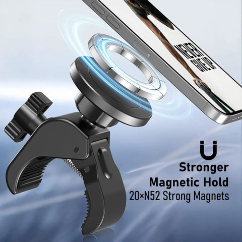 Ultra Strong Magnetic Phone Holder Clamp Mount For Gym And On The Go Fits Half Inch To Two Inch Bars with phone and magnet feature