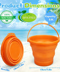 Foldable Beach Sand Toy Bucket Set Kid And Adult Friendly Fun Jumbo Collapsible Sandbox Pail with 2.5L capacity and BPA Free label
