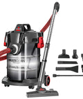 Hella Powerful Wet And Dry Garage Vacuum Featuring 11 Amp Motor And 6 Gallon Tank with hose and attachments for versatile cleanup.