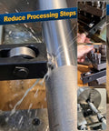 Insanely Smooth Mini Lathe Burnishing Tool For Traditional And CNC Lathes Roll Forming Polisher shown polishing steel workpiece.