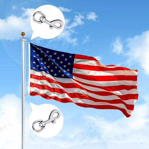 Heavy Duty Metal Swivel Flag Snaps With Kickass Swivel Eyelets For Max 5/16 Inch Rope, Sweet Polished Look, Pack Of Two, Solid Flagpole Rigging And Durable Dog Leash Hardware For Daily Use on flag.