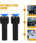 Check Out This 5-Piece Blue Straight Push-Fit Pneumatic Tube Reducer Coupler Kit With Quick Connect Plastic Air Hose Fittings For Industrial Gas Systems That Save Big Temps And Cash While Making Your Job Easy Peasy Every Single Day. blue push-fit pneumatic reducer couplers
