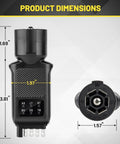 3 in 1 Trailer Plug Tester for 4 Pin Flat, 5 Pin Flat, and 7 Pin RV Connectors With Double Sided LED Indicators, 5 Way and 7 Way Trailer Light Tester, Fits Most Trucks, Not For Vehicles With Lamp Out Sensor. product dimensions shown, black plastic tester, 3.81 inch tall