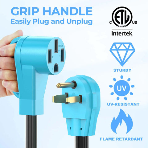 Heavy Duty NEMA 6-50P To 14-50R EV Charger Adapter Cord with Grip Handle, ETL Listed, ideal for indoor outdoor Tesla charging