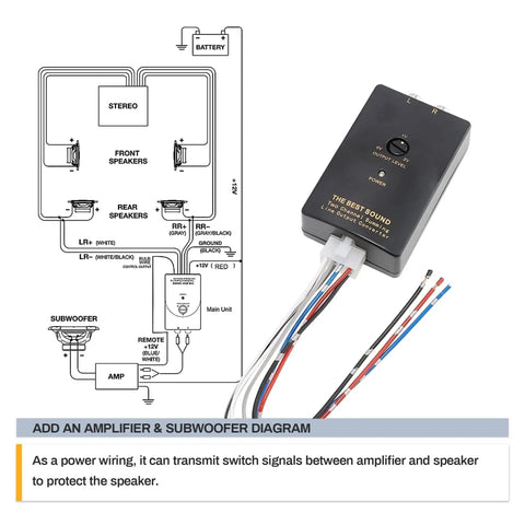 Add Amp Subwoofer Interface Kit For GM Rides 2014 To 2021 Fits Chevy Silverado Camaro Yukon Sierra GMC Canyon Colorado Malibu And More 2 Channel RCA Line Output Converter For Factory OEM Radios wiring diagram and interface kit