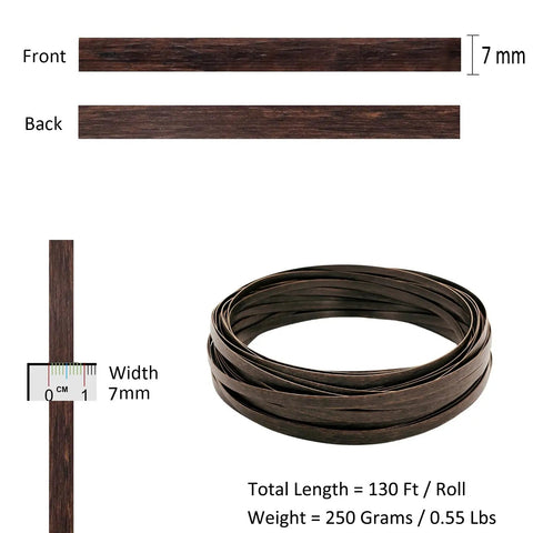 Wicker Repair Kit For Patio Furniture High Strength Polyethylene Strapping 130 Ft Mottled Dark Brown 7mm Wide 1.2mm Thick
