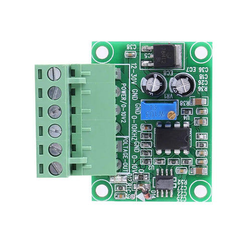 From 0 To 10 KHz To 0-10 V PWM Digital To Analog Converter Module For PLCs, Industrial Automation, green circuit board with connectors