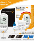 Feliz Blood Glucose Monitoring Kit With 100 Test Strips 100 Lancets 1 Blood Glucose Meter 1 Lancing Device 1 Control Solution And Travel Case.