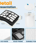 Dimensions and material details of Shark Rotator Pro Lift Away NV500 Series Replacement Filter Fits NV501 NV502 NV503 NV505 NV510