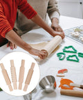Children using 4 Piece Plasticine Rolling Pin Set With Wooden Handles For Dough, Embossing And Bakeware, Kid Friendly