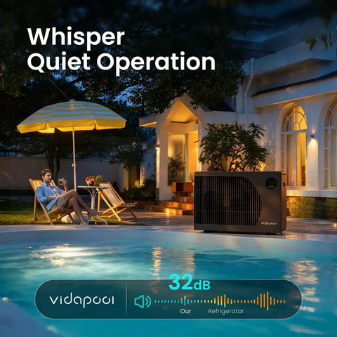Super Slick 35000 BTU Inverter Pool Heat Pump For Above Ground Or Inground Pools With Smart Wifi Control And Hella Efficient Electric Heating Technology Keep The Water Nice And Warm This Summer