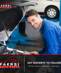 Mechanic smiling while inspecting under the hood of a car in a garage or service center