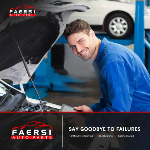 Mechanic smiling while inspecting under the hood of a car in a garage or service center
