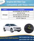 Engine Oil Fill Cap For Volkswagen Vehicles Fits Beetle CC Passat Jetta Tiguan 2.0L 2012-2017 Replaces OEM 06K-103-485-C