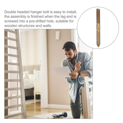 Man examining instructions with Double Headed Hanger Bolts Self Tapping Screws For Furniture And Wood Joints, Carbon Steel in hand
