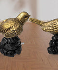 Bird Shaped Curtain Rod Finials Gold Finish Metal Ends For Curtain Rods Easy To Install Set Of 2 Durable Rust Resistant Decor For Windows Or Bedroom Adds Elegant Bird Charm To Your Space. gold metal bird finials set of 2, side view