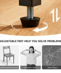 Close-up of 24 Pack M8 Furniture Levelers Screw In Adjustable Leveling Feet for floor protection with black bases and galvanized iron