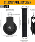 Silent Cable Pulley System With Detachable Rotation Wheel LAT Traction Block For DIY Home Lifts, Clothesline And Shop Hoists, 3.54 in wheel with black strap