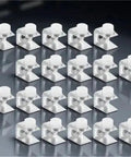 Bulk 100/200 Piece Shelf Brackets Glass Support Clamps Zinc Alloy Wall Mounts For Shower Rails And Mirror Hangers Hardware displayed on table.