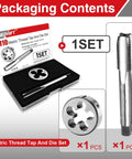 M10 X 1 0 Fine Pitch Tap And Die Set For Metalworking And Maintenance In Your Shop High Speed Steel Right Hand Threading Tools