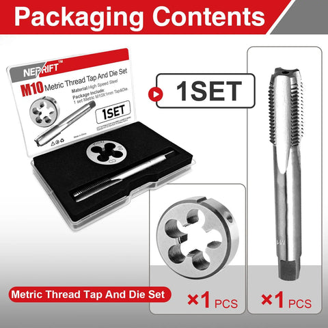 M10 X 1 0 Fine Pitch Tap And Die Set For Metalworking And Maintenance In Your Shop High Speed Steel Right Hand Threading Tools