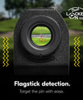 CoolShot 50i GII Golf Laser Rangefinder With Rainproof 6X Monocular Optics, Dual Locked On Quake Flagstick Detection, Continuous Scan, Magnetic Mount, Slope Adjusted Distances And Actual Distance Modes showing flagstick view