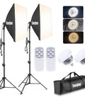 Two Pack 27 By 27 Inch Softbox Lighting Kit With 85W LED Bulbs And Remote, Adjustable 3000K To 7500K Color Temperature