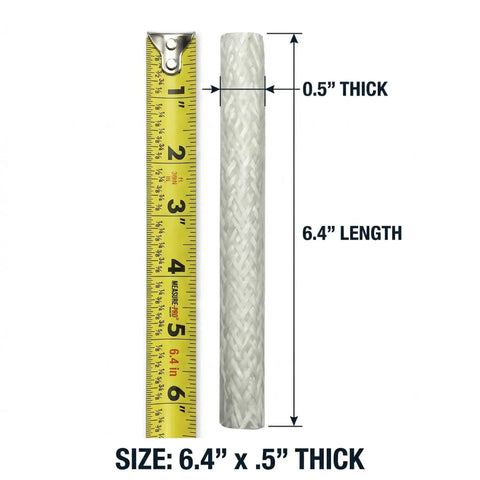 6-Inch Fiberglass Replacement Wicks For Outdoor Glass Torches, Citronella Oil Lamp Burner, shown with a ruler for size reference