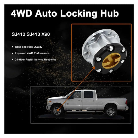 4WD Auto Locking Hub for SJ410 SJ413 X90, showcasing solid build and compatibility with off-road vehicles.