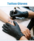 Solid Black Nitrile Gloves Large 100 Pack Heavy Duty Disposable Latex Free Powder Free Medical Exam And Food Safe Gear Rock Solid Puncture Resistance With Textured Finish For A Slick Grip That Handles Daily Grind No Sweat Cleaning Jobs Like A Pro used for tattoo application on skin.