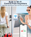 Keyless Entry Door Lock With Handle Set Built In WiFi Fingerprint App Control Doorbell No Key Hassle Smart Home Ready Electronic Keypad Deadbolt.