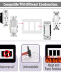 Screwless Decorator Wall Plates White 3 Pack 3 Gang Switch Cover Plate Electrical Outlet Cover Durable Easy To Clean