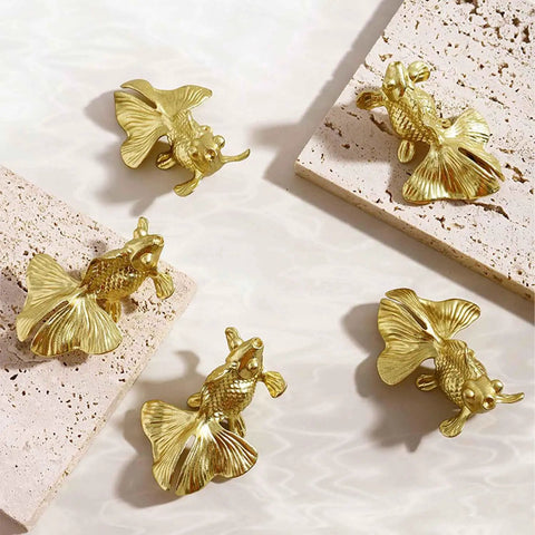 Solid Brass Goldfish Drawer Knobs