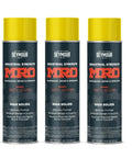 Three cans of Tough as Nails Heavy-Duty Industrial-Grade High Solids Safety Yellow Spray Paint, 16 oz each, for metal and wood.