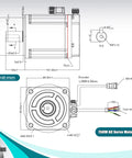 Technical diagram of AC Servo Motor Kit 220V 3000RPM With 17 Bit Encoder RS485 Driver Controller For CNC Machines 750W Without Brake