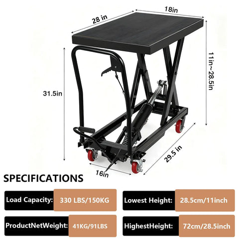 Heavy Duty Hydraulic Lift Table Cart With Manual Scissor Design And Smooth As Butter Pump Equipped With Locking Casters Non Skid Deck Built Tough For Zero Hassle Shop Material Handling